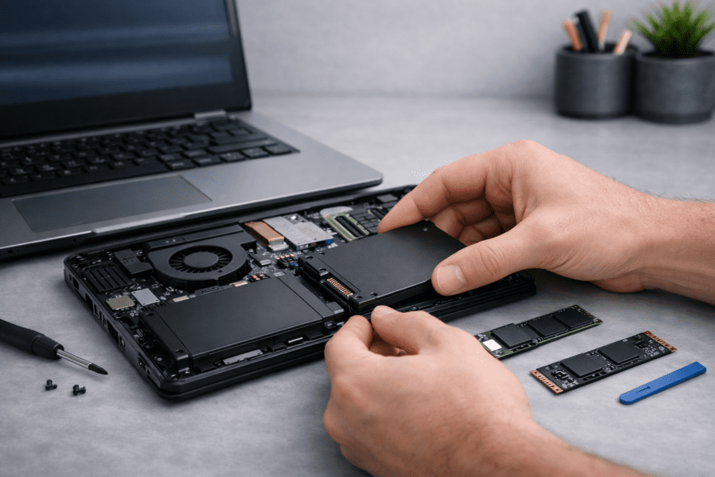 Actualización de una laptop reemplazando un HDD por un SSD