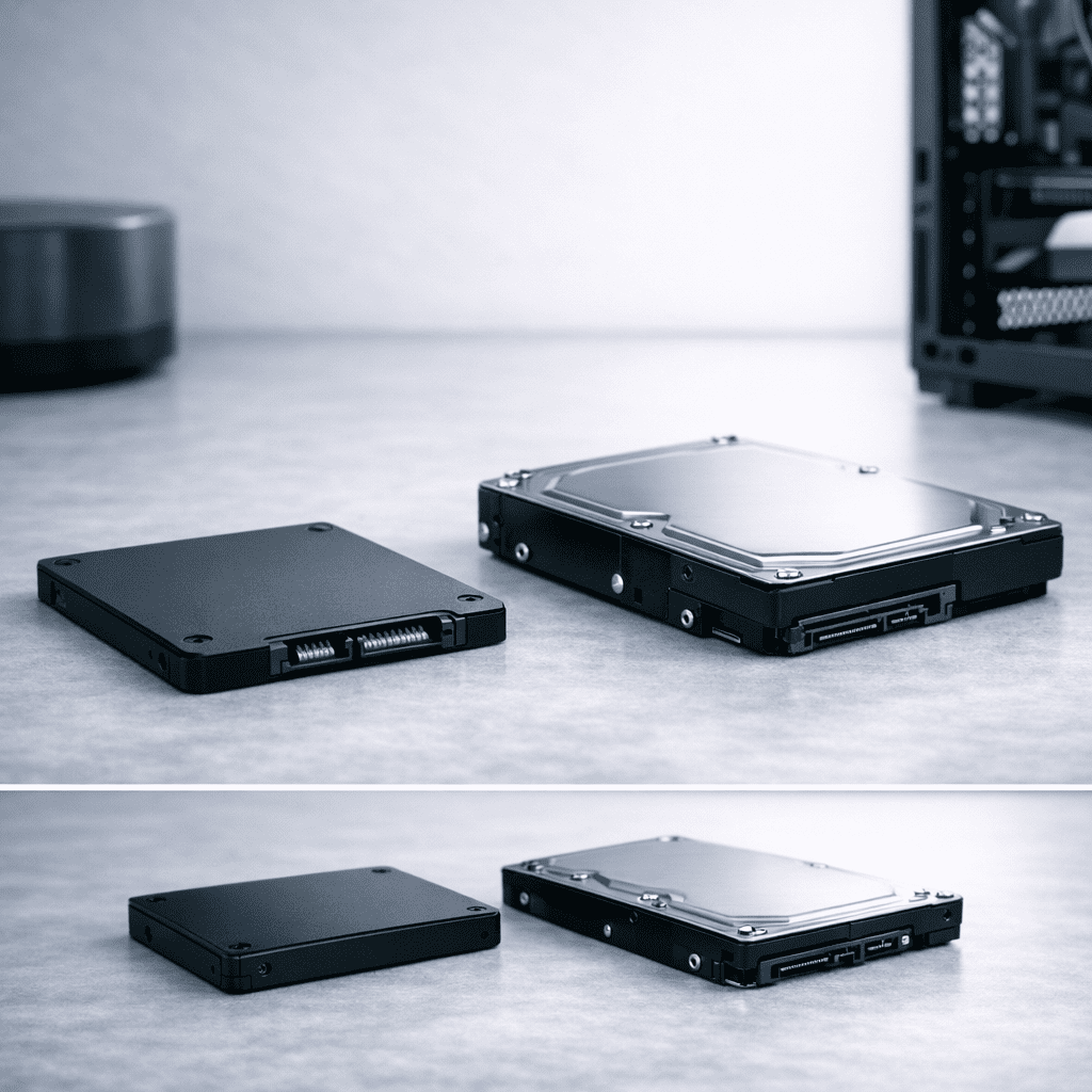 Comparación visual entre SSD y HDD como almacenamiento de una computadora