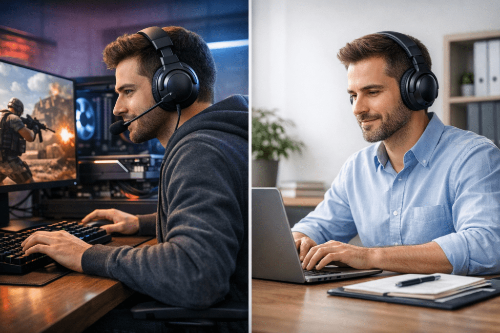 Audífonos para gaming comparados con audífonos para trabajo o estudio