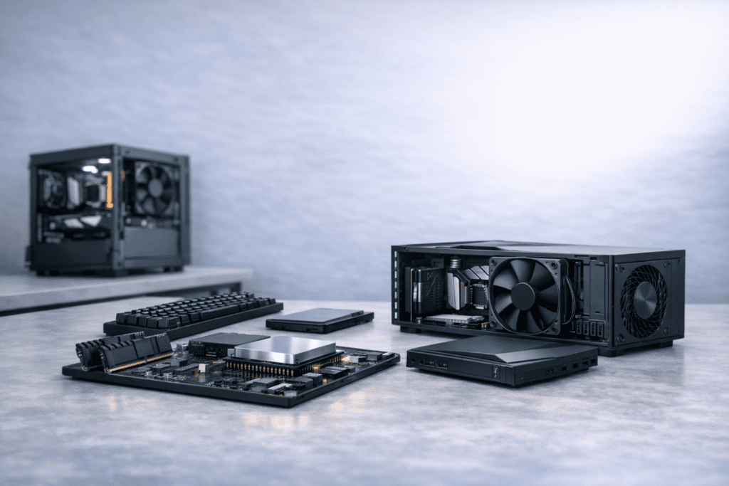 Componentes clave de una PC gamer como RAM, almacenamiento y refrigeración