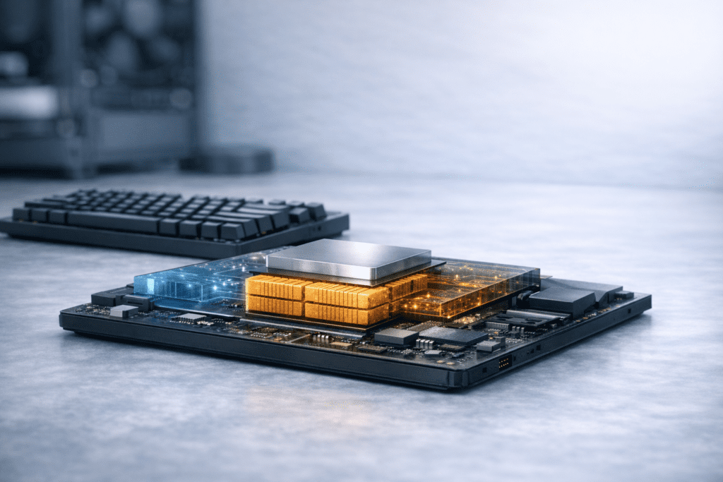 Componentes internos de un procesador CPU como núcleos y memoria caché