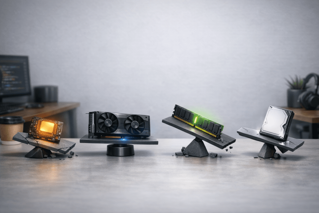 Componentes de PC desbalanceados causando cuello de botella