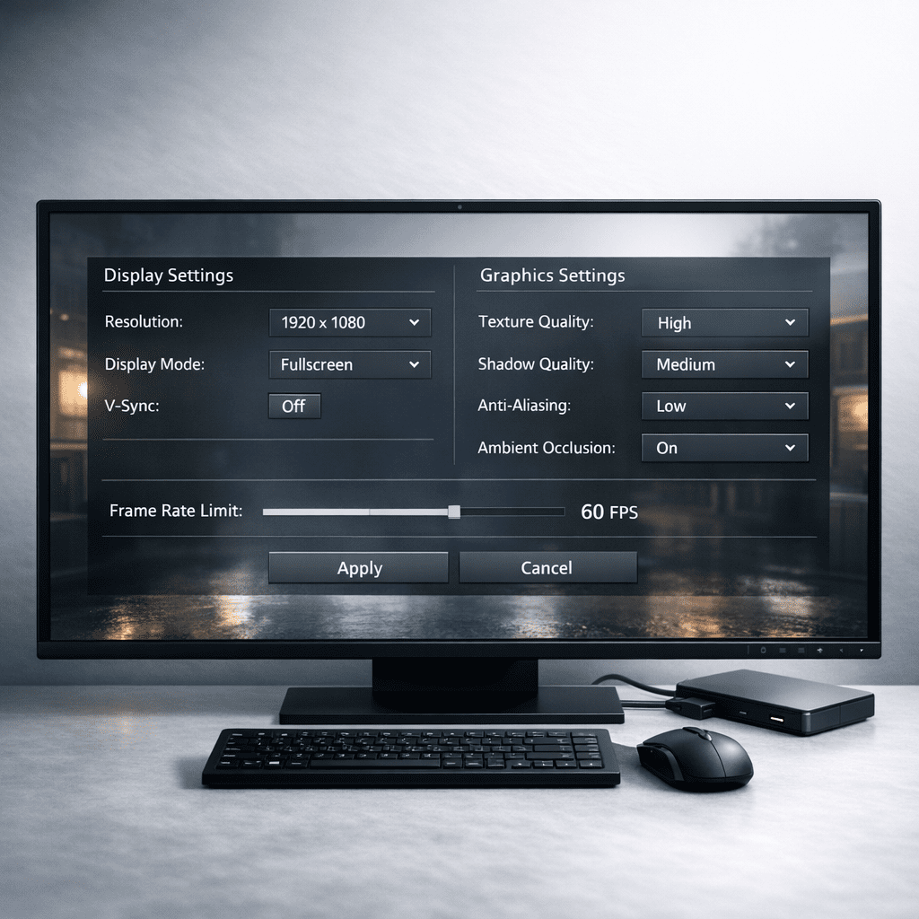 Configuración gráfica de un videojuego en PC para optimizar el rendimiento