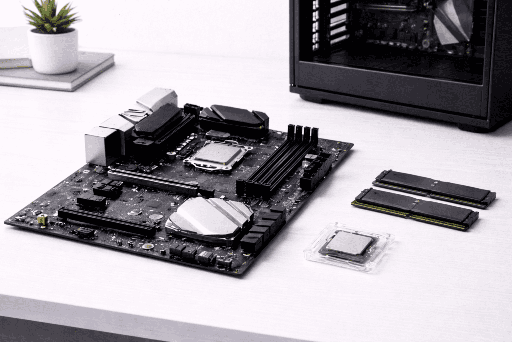 Placa base con procesador y memoria RAM para ilustrar compatibilidad de componentes