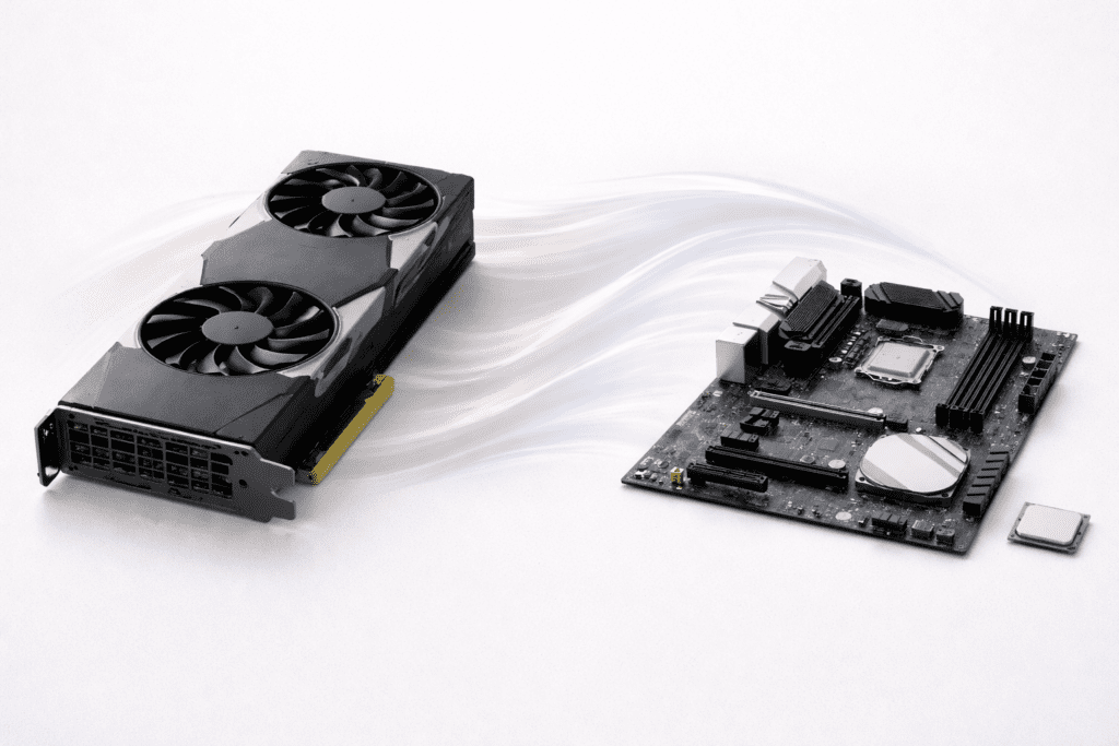 Comparación visual entre CPU y GPU para explicar equilibrio y cuello de botella en PC