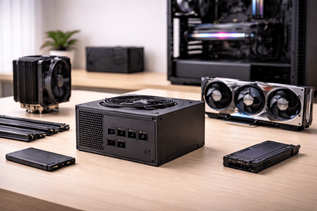 Ejemplo visual de errores al elegir una fuente de poder para computadora