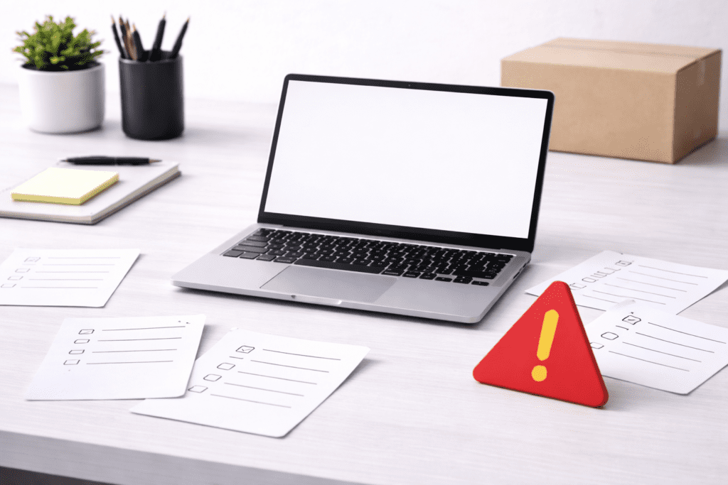 Escena educativa que representa errores comunes al elegir una laptop para estudiar