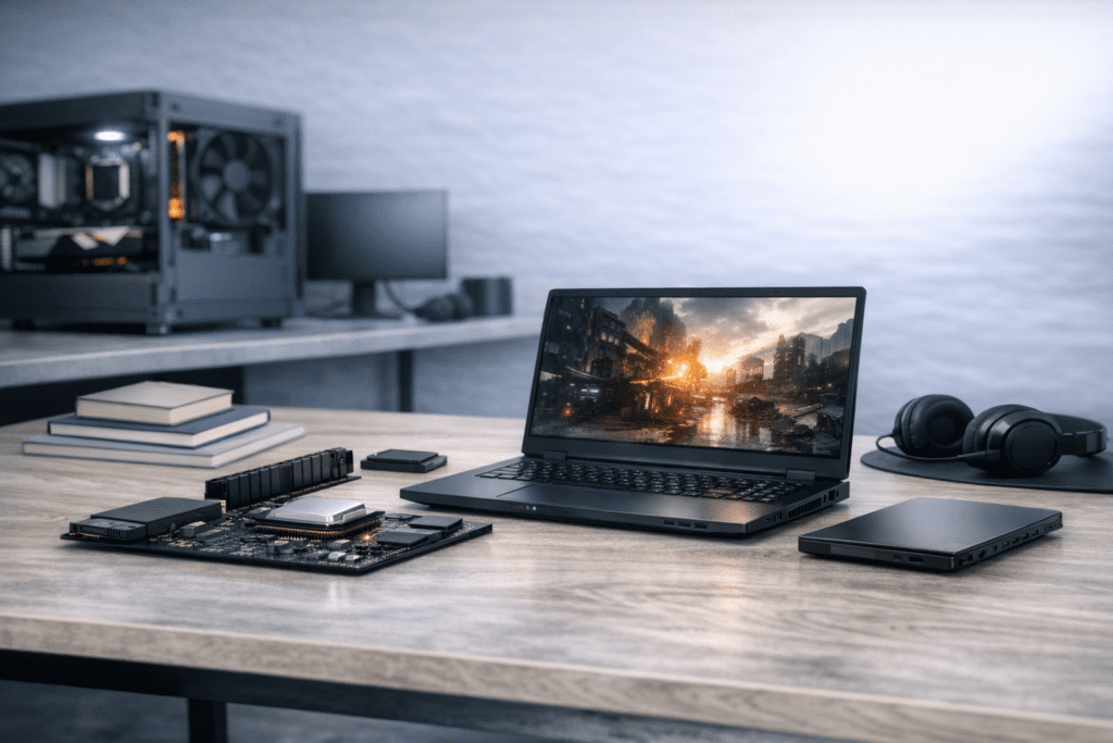 Laptop gamer con enfoque en rendimiento, refrigeración y experiencia de juego