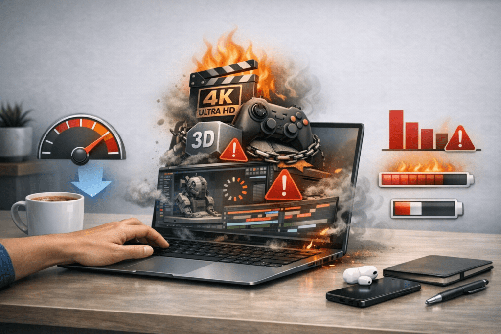 Limitaciones de rendimiento en laptops delgadas para tareas exigentes
