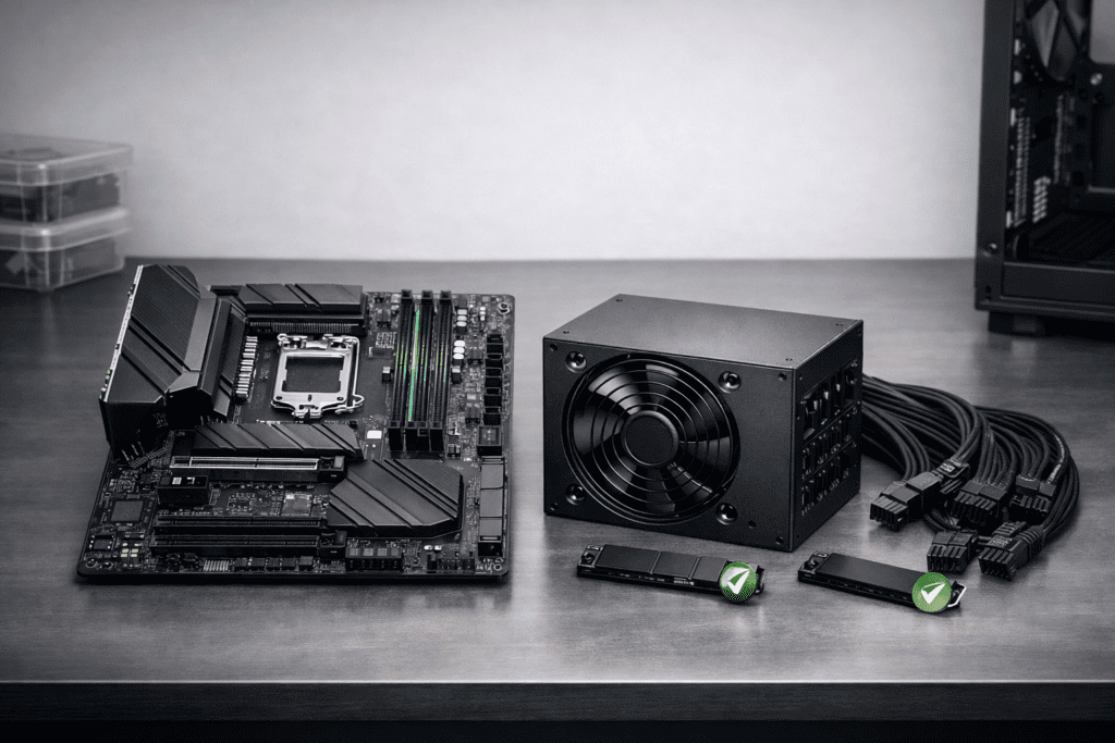Placa madre y fuente de poder como base de una computadora