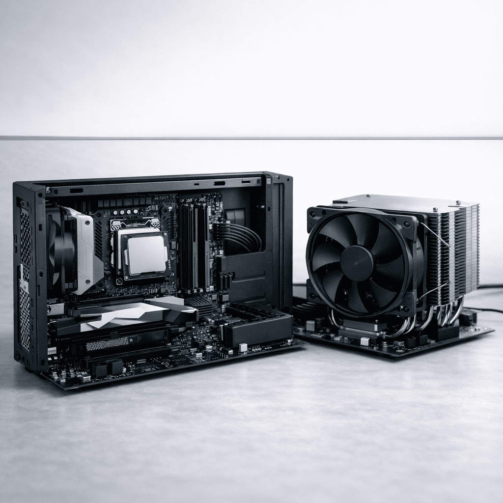 Procesador CPU sobre una placa base como componente esencial de la PC