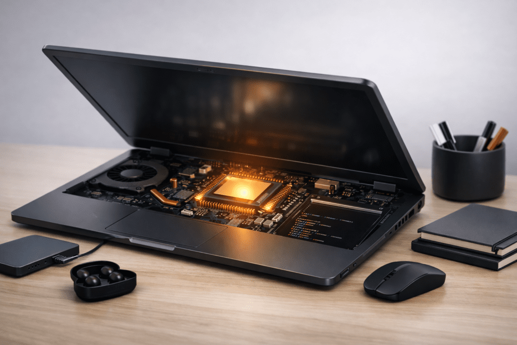Procesador de laptop como componente central para el rendimiento en programación