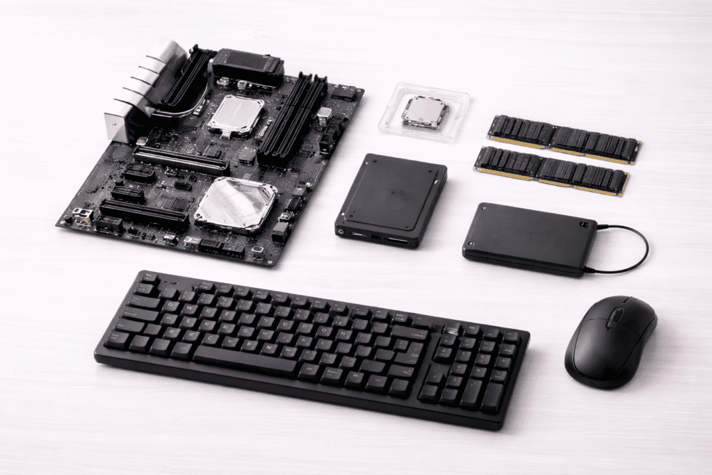 Componentes físicos de una computadora que representan el hardware