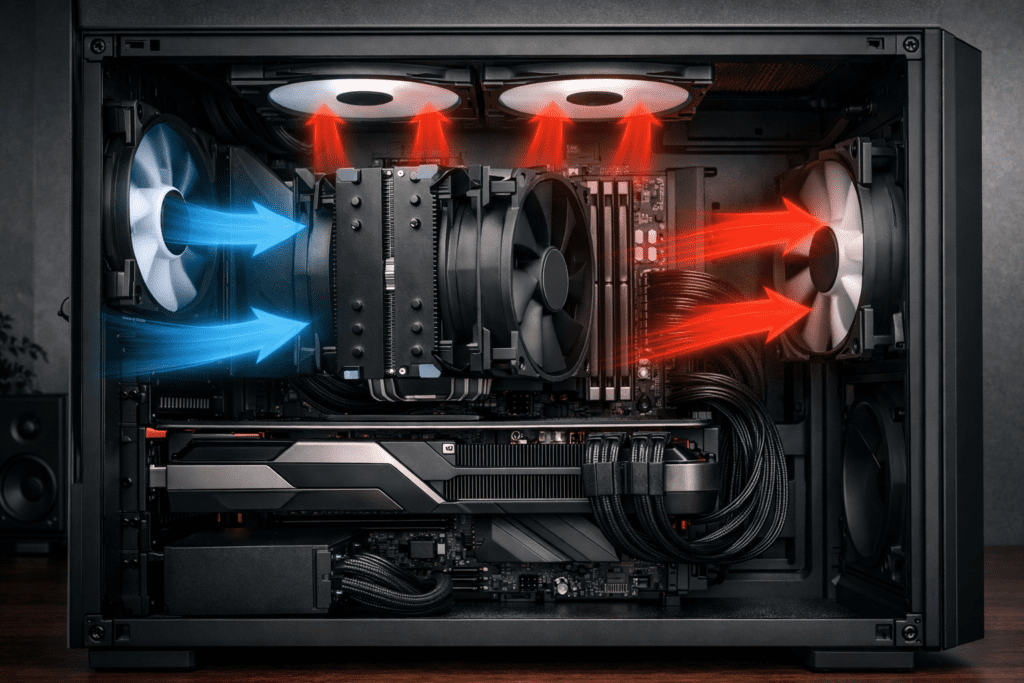 Sistema de refrigeración en PC gamer para mantener temperaturas estables