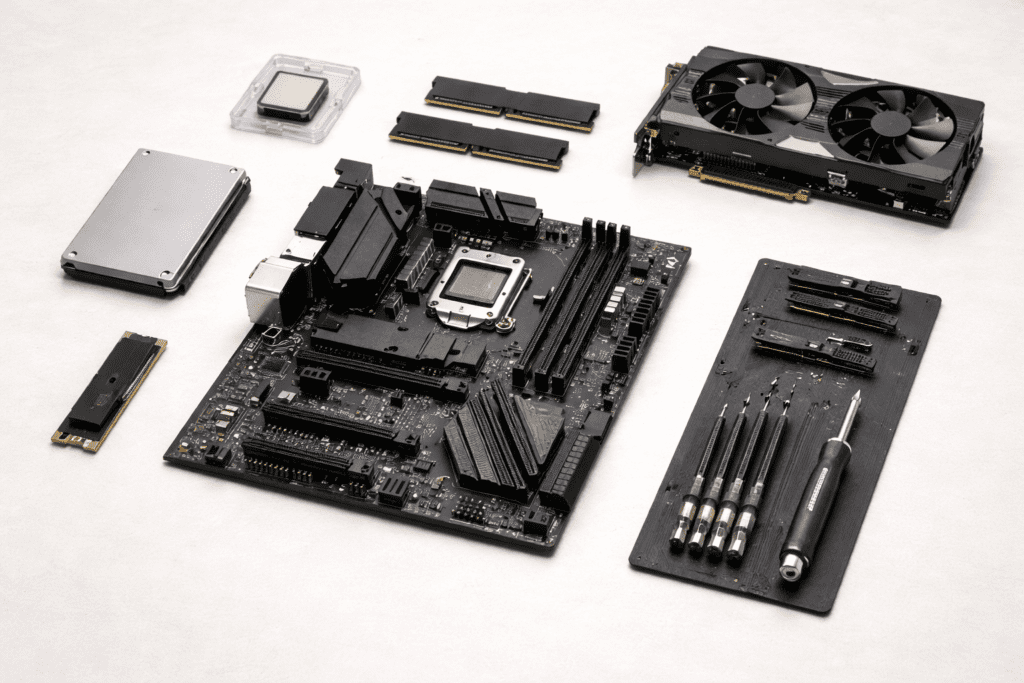 Selección de componentes esenciales para armar una computadora de escritorio