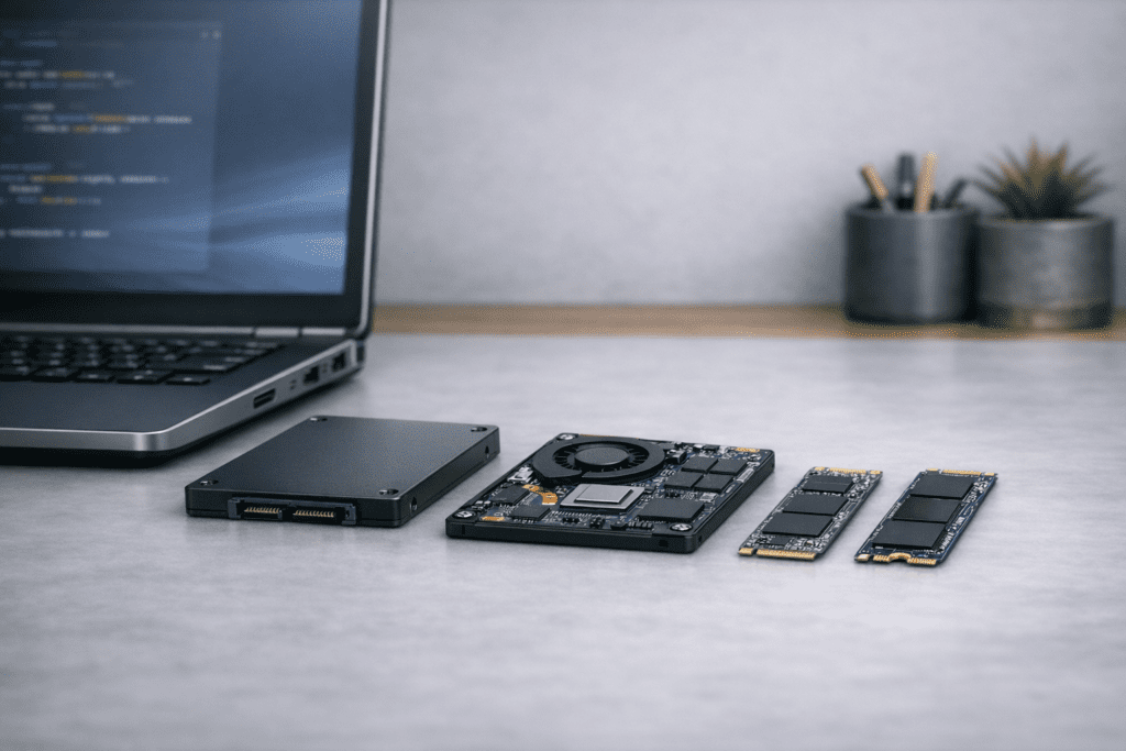 Tipos de SSD en laptops como SATA y NVMe