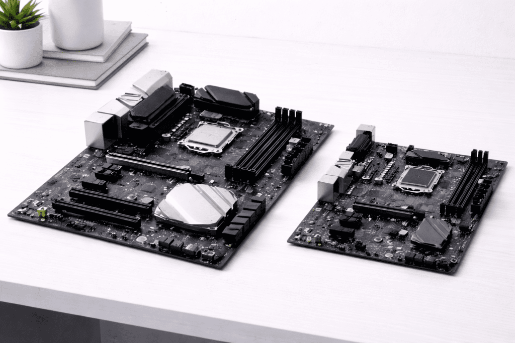 Comparación visual entre placas base con diferentes opciones de expansión