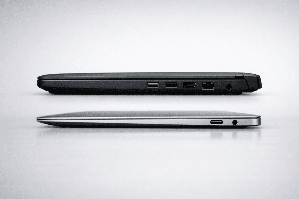 Comparación de grosor entre laptop tradicional y ultrabook