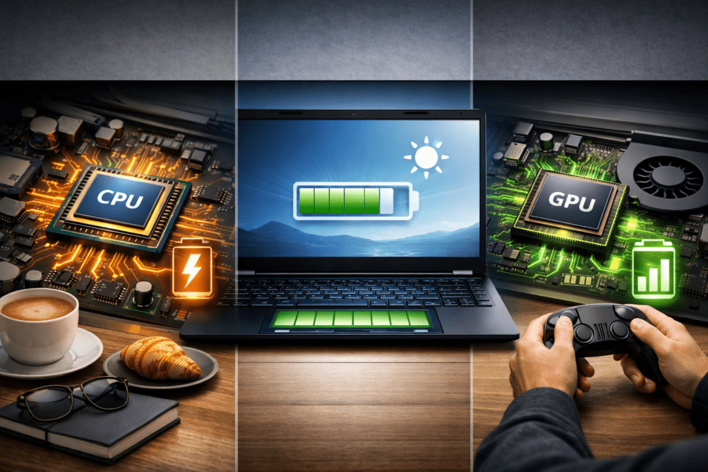 Componentes de una laptop que influyen en el consumo de batería