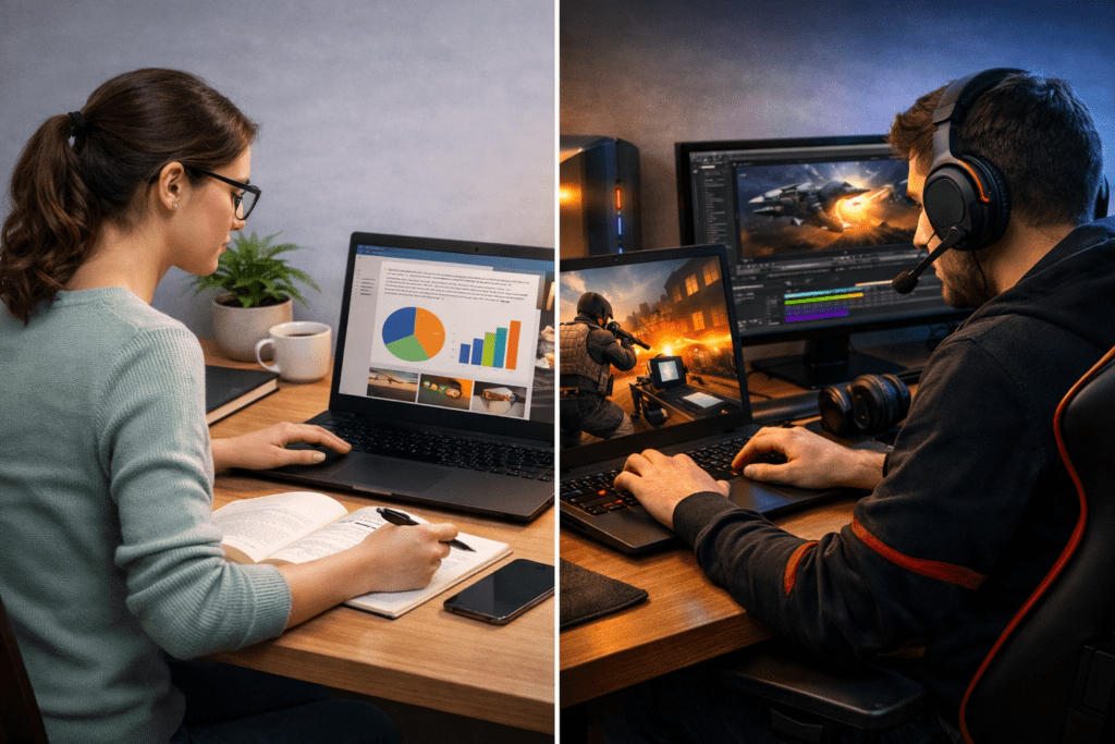 Elección entre GPU integrada o dedicada según el tipo de uso en laptop