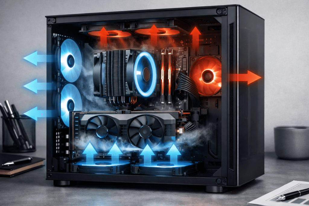 Flujo de aire correcto en un gabinete gamer