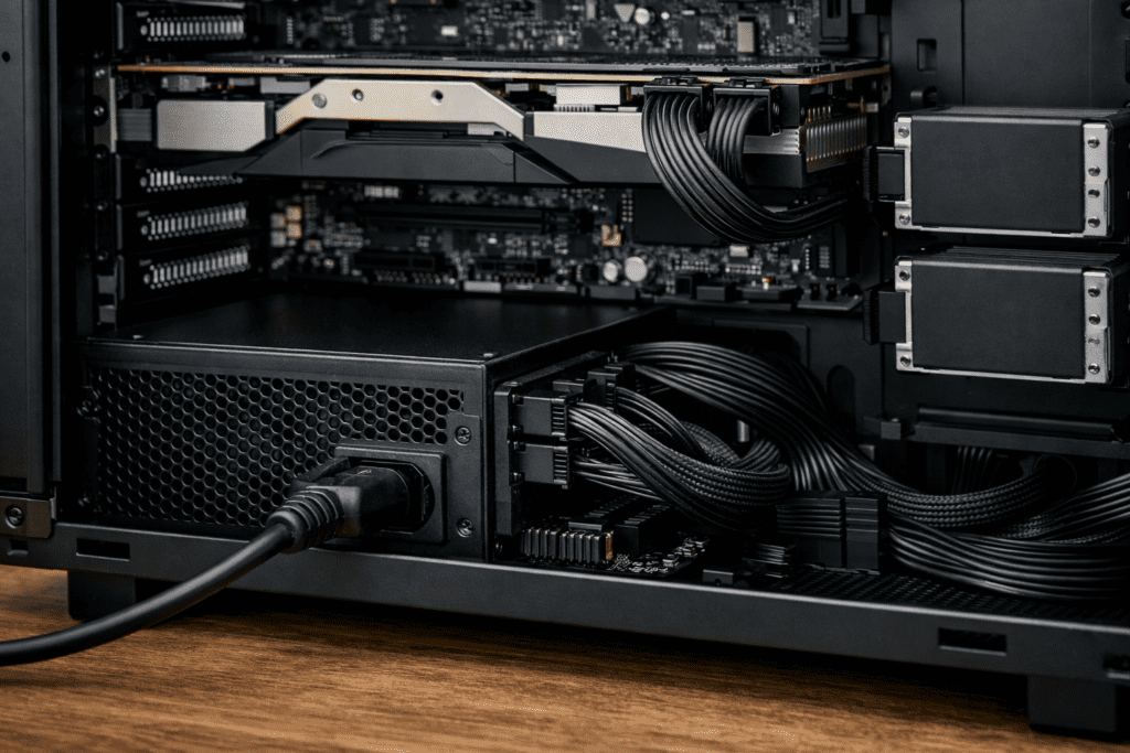 Fuente de poder revisada antes de actualizar una computadora