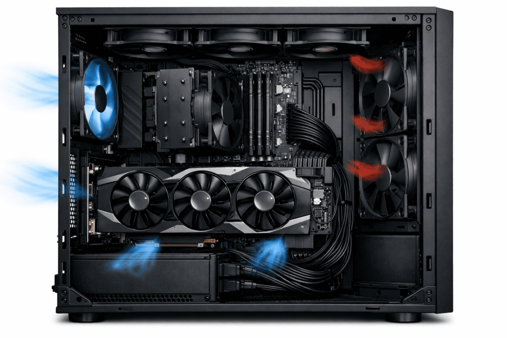 Gabinete de PC gamer con buen flujo de aire
