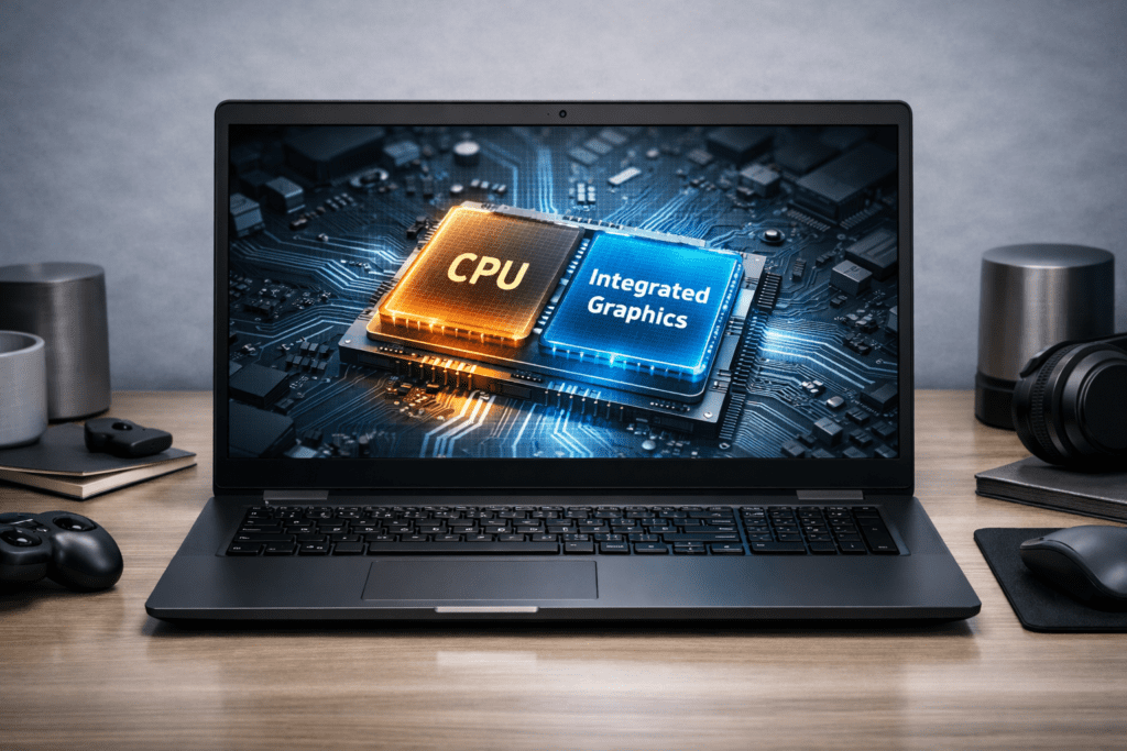 Gráficos integrados en una laptop como parte del procesador