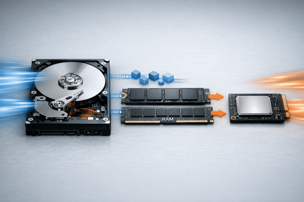 Comparación entre HDD y SSD y su diferencia de velocidad en una PC