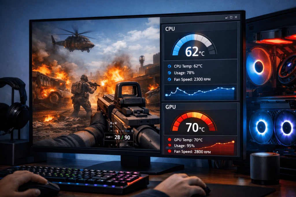 Monitoreo de temperaturas de CPU y GPU en gaming