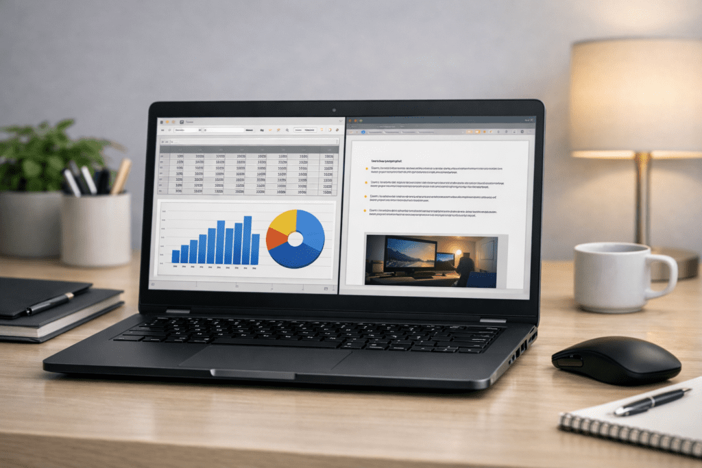 Pantalla de laptop cómoda para uso prolongado sin fatiga visual