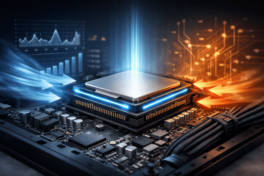 Procesador de laptop enfocado en rendimiento estable para trabajo