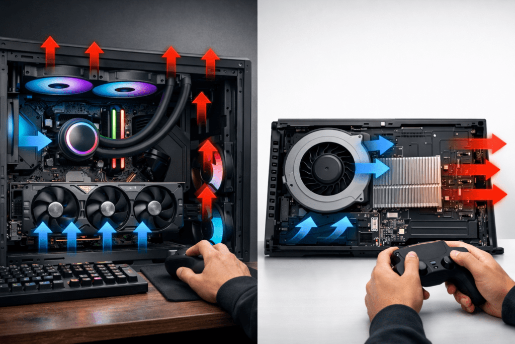 Diferencias en sistemas de refrigeración entre PC y consola