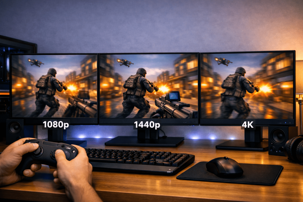 Comparación de resoluciones en monitores gamer