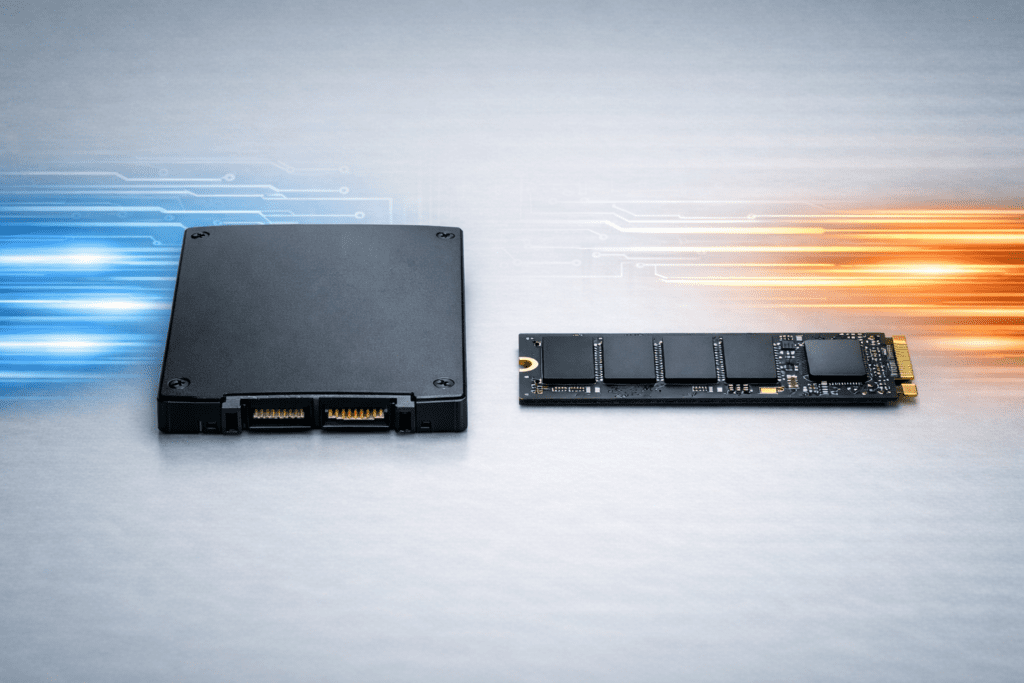 Diferencias entre SSD SATA y SSD NVMe M.2 en velocidad y formato