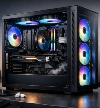 Gabinete de PC con buen flujo de aire y ventiladores internos visibles