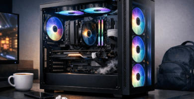 Gabinete de PC con buen flujo de aire y ventiladores internos visibles