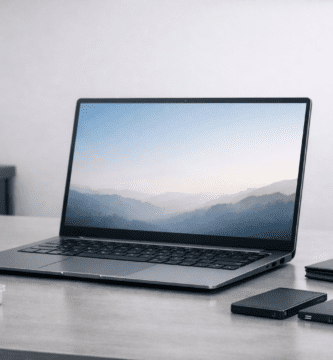 Laptop delgada y ligera tipo ultrabook diseñada para máxima portabilidad