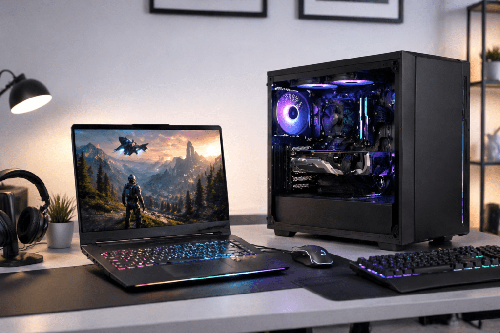 Comparación entre laptop gamer y PC de escritorio para gaming