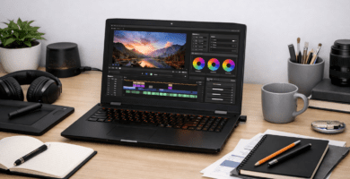 Laptop utilizada para diseño gráfico y edición digital