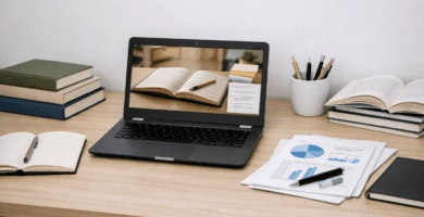 Laptop utilizada para estudio y aprendizaje académico