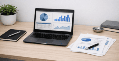 Laptop utilizada para trabajo y productividad profesional