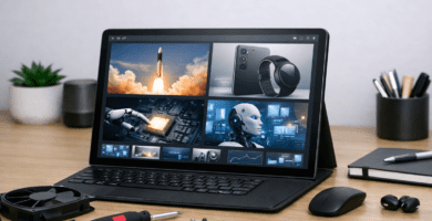 Noticias tecnológicas mostradas en un dispositivo digital