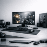 Estación de gaming en PC mostrando un videojuego en ejecución