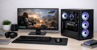 Computadora PC gamer utilizada para videojuegos