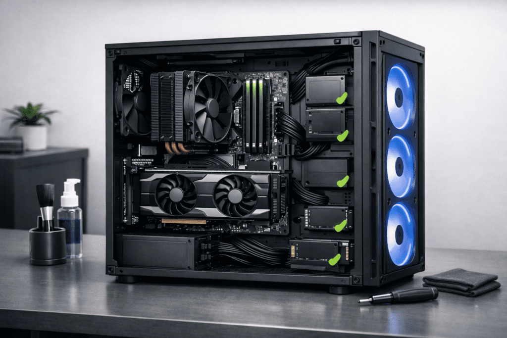 Computadora bien cuidada para prolongar la vida útil del hardware