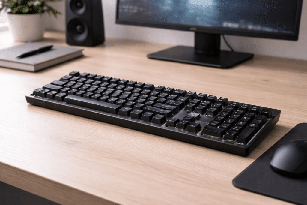 Teclado para uso diario en un escritorio moderno y ordenado