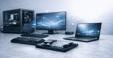 Concepto visual de tendencias en hardware y tecnología para 2026