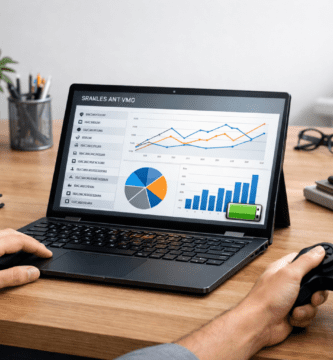 Laptop funcionando sin cargador mostrando la importancia de la batería