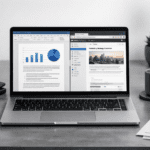 Laptop para trabajo utilizada en un entorno profesional de productividad